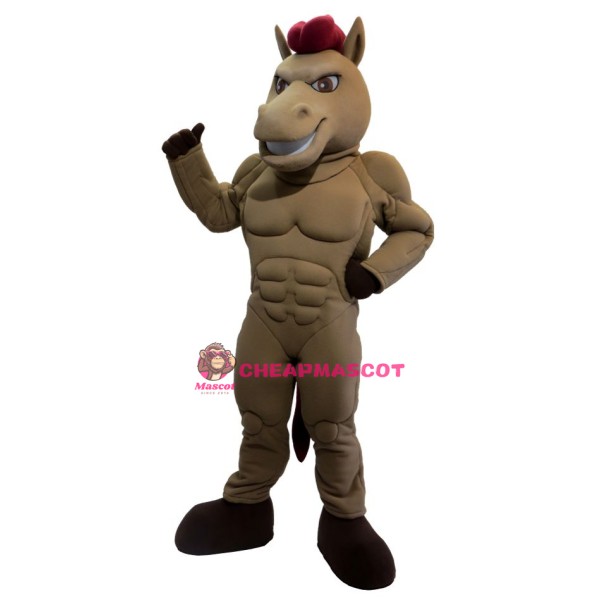 Brown Power Mustang Mascot Costume