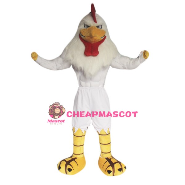Power White Rooster Mascot Costume