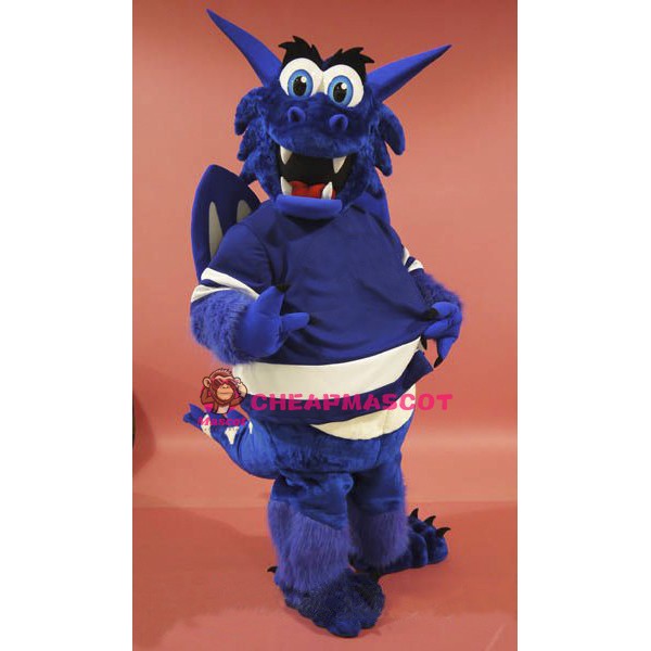 Blue Happy Dragon Mascot Costume