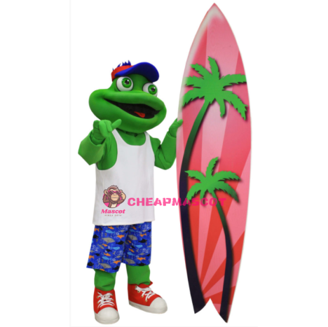 Surfer Frog Mascot Costume