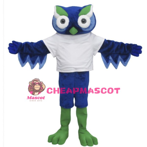 Cute Blue Owl Mascot Costume