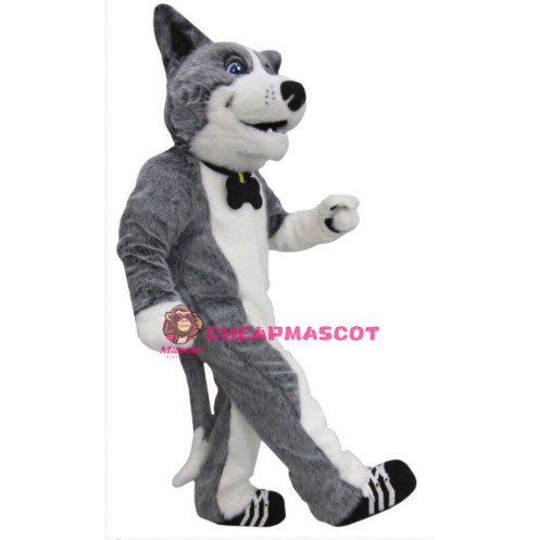 Cute Grey Dog Mascot Costume