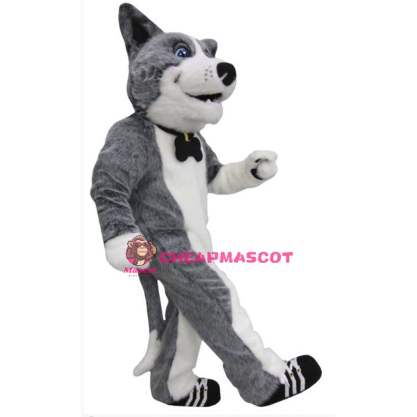 Cute Grey Dog Mascot Costume