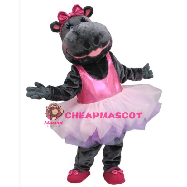 Ballerina Hippo Mascot Costume