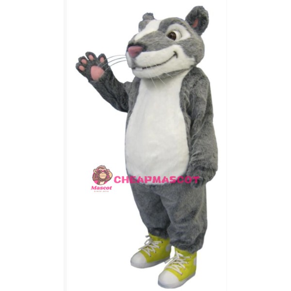 Grey White Hamster Mascot Costume