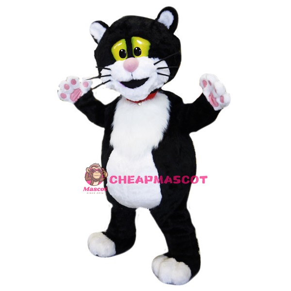 Cute Black & White Cat Mascot Costume