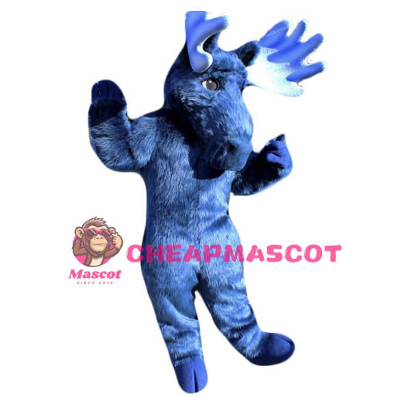 Blue Moose Mascot Costume
