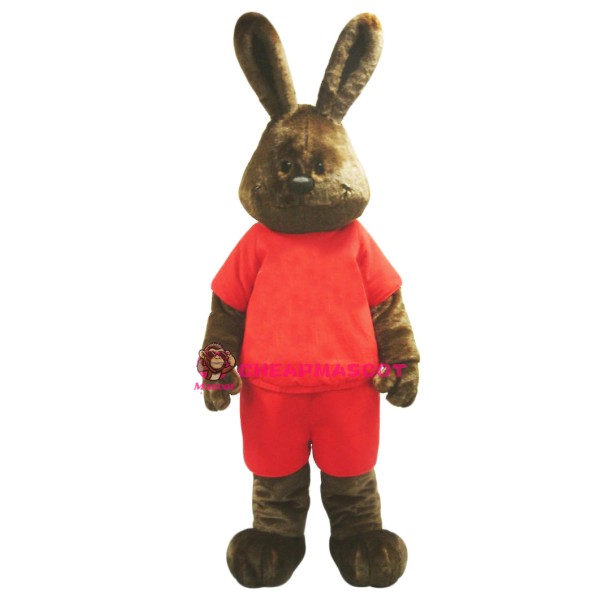 Happy Brown Rabbit Mascot Costume