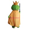 Green Frog Mascot Costume with golden Crown