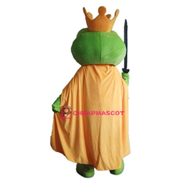 Green Frog Mascot Costume with golden Crown