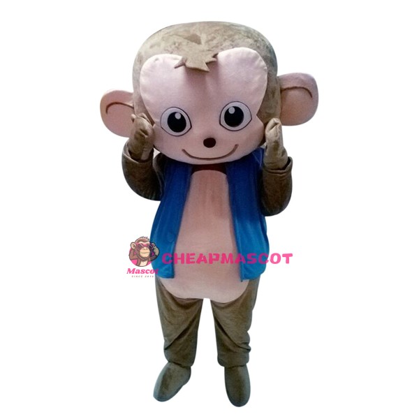 Cute Monkey Mascot Costume in Blue Jacket