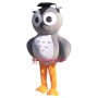 Grey Owl Mascot Costume with Doctorial Hat