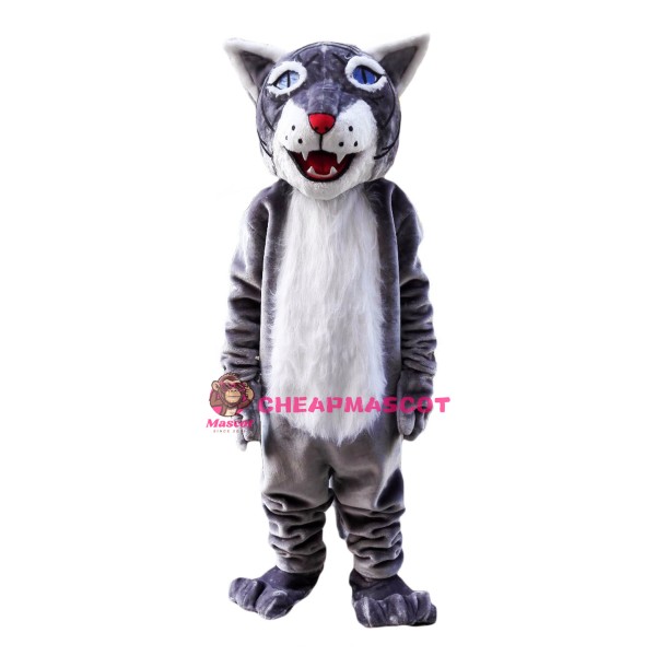 Grey Wildcat Bobcat Mascot Costume