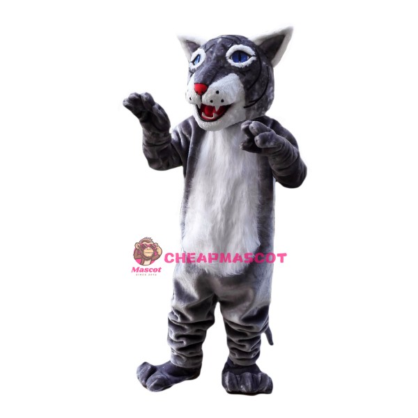 Grey Wildcat Bobcat Mascot Costume