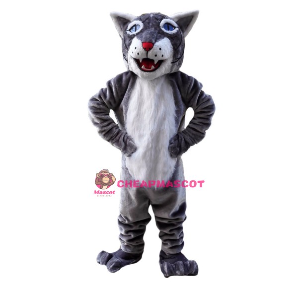 Grey Wildcat Bobcat Mascot Costume
