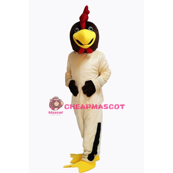 Friendly Beige Chicken Mascot Costume