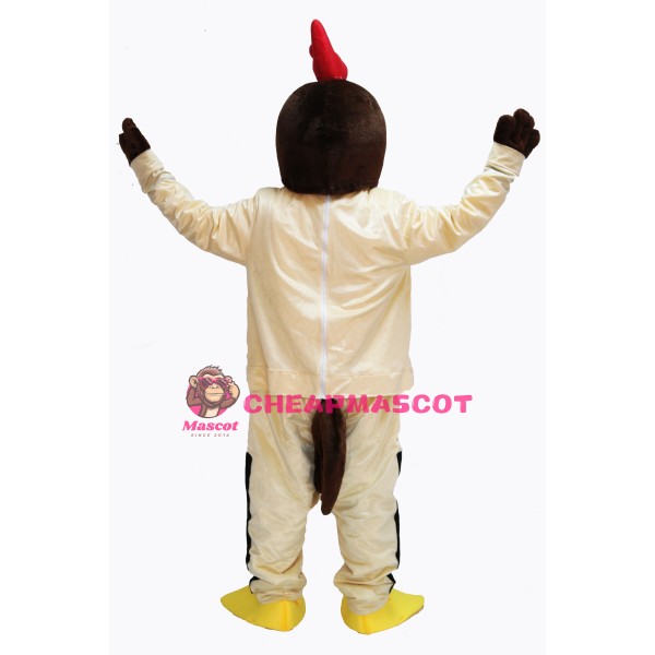Friendly Beige Chicken Mascot Costume