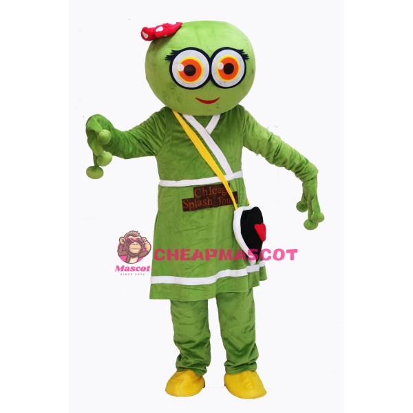 Cute Female Green Frog Mascot Costume on Clearance