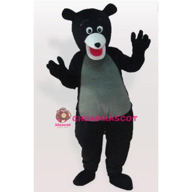Cute Black Bear Gray Belly Mascot Adult Costume