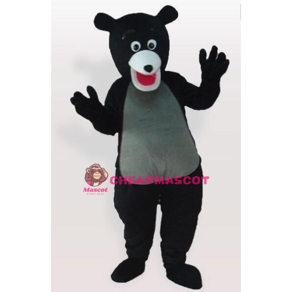 Cute Black Bear Gray Belly Mascot Adult Costume