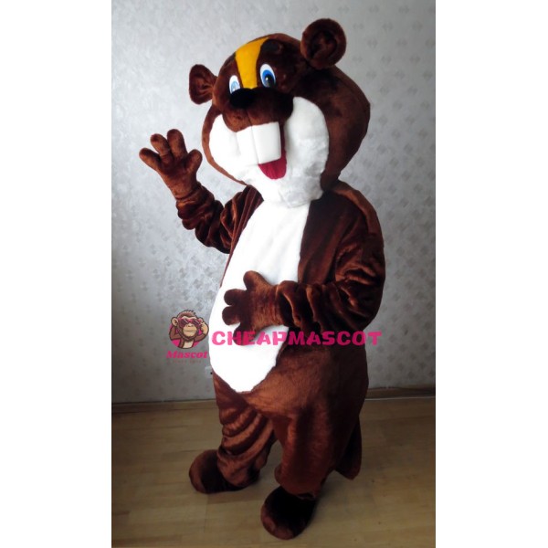 Cute Brown and White Beaver Mascot Costume