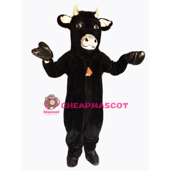 Black Furry Bull Mascot Costume