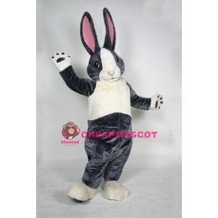 Black and White Pink Ears Rabbit Bunny Mascot Costume