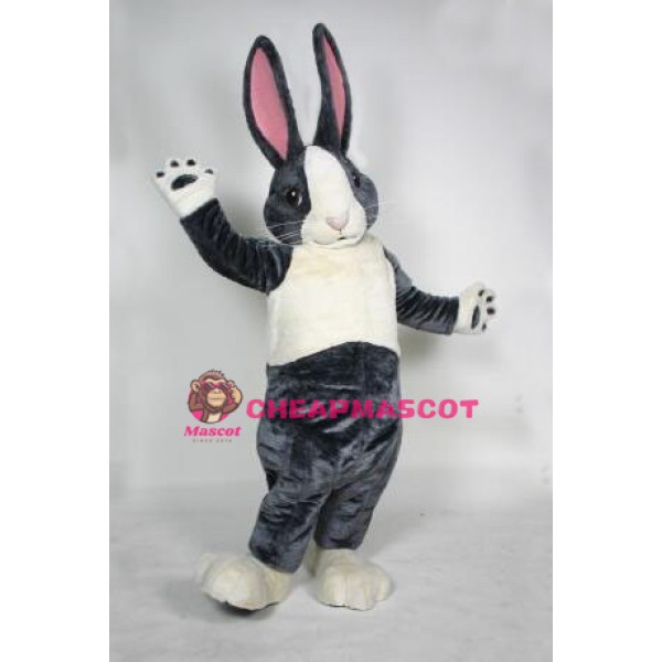 Black and White Pink Ears Rabbit Bunny Mascot Costume