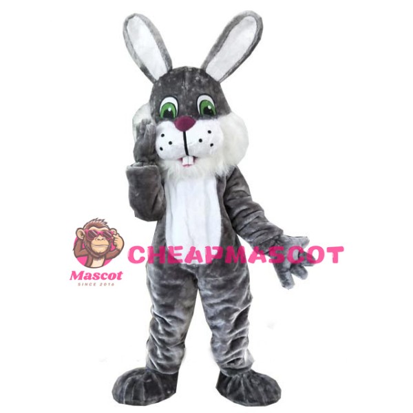 White Beard Black Rabbit Mascot Costume Easter Costume for Adult