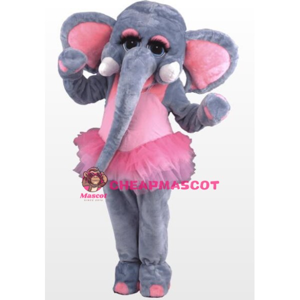 Pink and Gray Female Elephant Mascot Costume