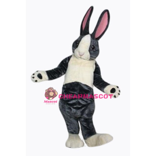Black and White Pink Ears Rabbit Bunny Mascot Costume