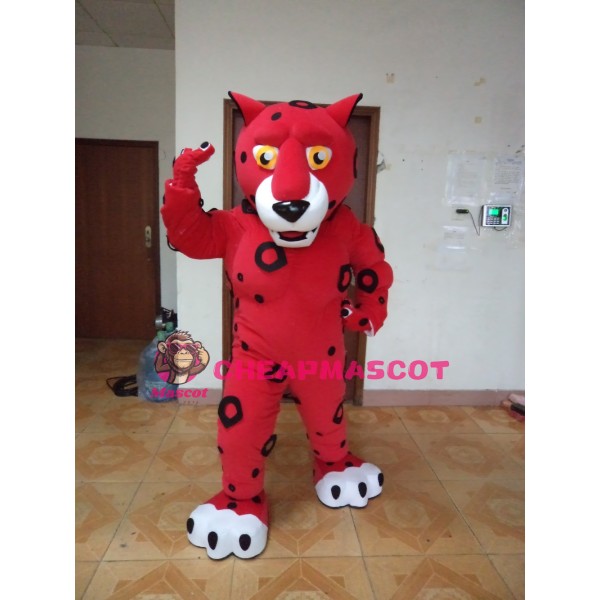 Red Leopard Mascot Costume