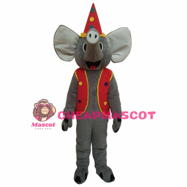 Elephant With Coat Christmas Mascot Costume