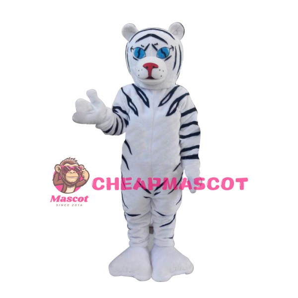 White Tiger Cartoon Mascot Christmas Costume