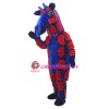 Blue & Red Realistic Giraffe Mascot Costume