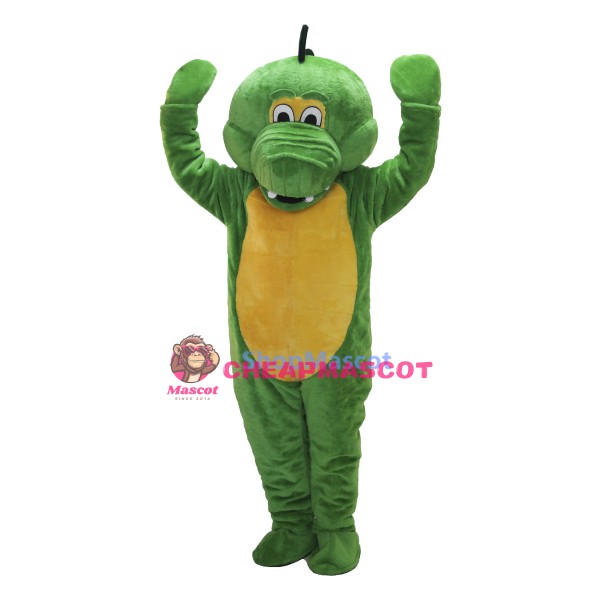 Cute Chirstmas Green Dinosaur Mascot Costume