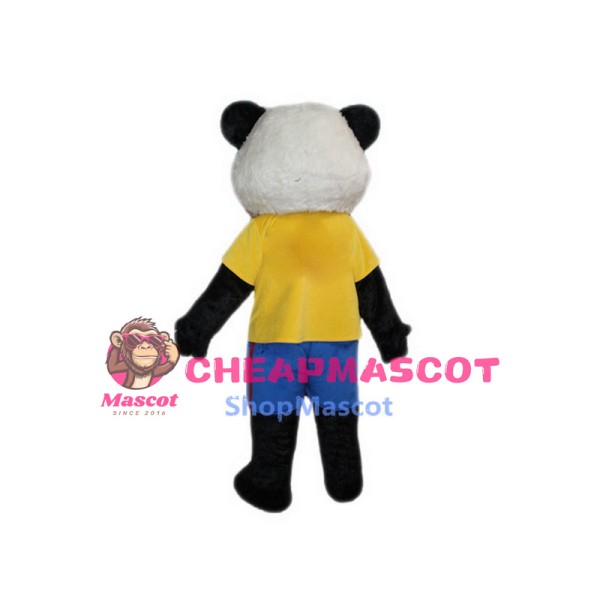 Panda Mascot Costumes Yellow T Shirt