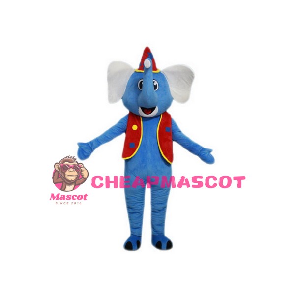 Blue Elephant Red Hat Mascot Costume