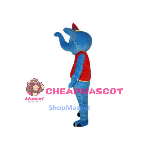 Blue Elephant Red Hat Mascot Costume