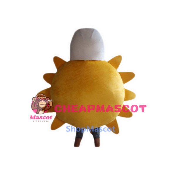 Yellow Sun with White Hat Mascot Costume