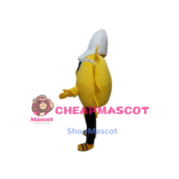 Yellow Sun with White Hat Mascot Costume