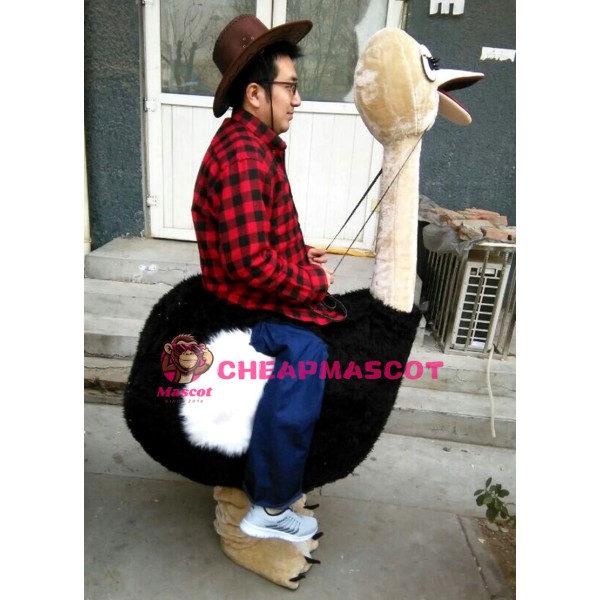 Riding an Ostrich Man Mascot Costume