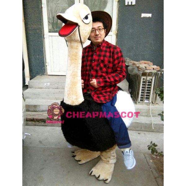 Riding an Ostrich Man Mascot Costume