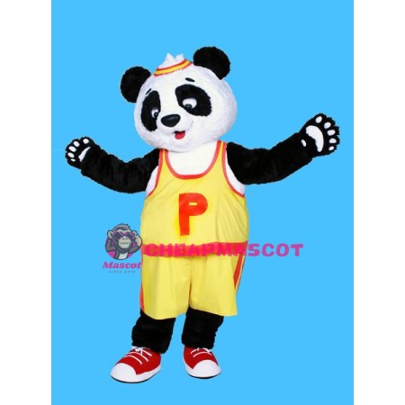 Yellow T shirt Panda Mascot Costume