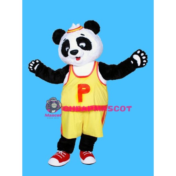 Yellow T shirt Panda Mascot Costume