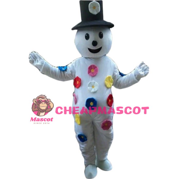 Colorful Petals Cartoon Snowman Mascot Costume
