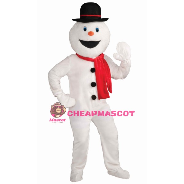 White Snow Man Red ScarfMascot Costume