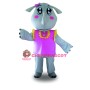 Pink Vest Rhinoceros Mascot Costume
